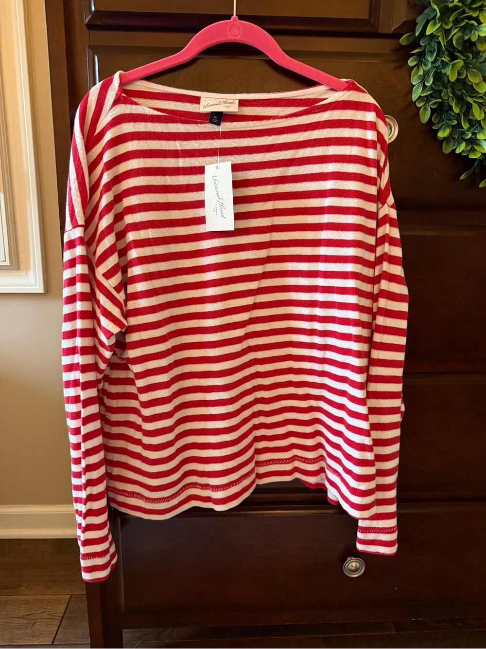 Universal Thread Red and White Striped Pullover